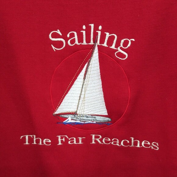Sailing Sweatshit Mens Medium Red Long Sleeve Embroidered - Picture 2 of 9